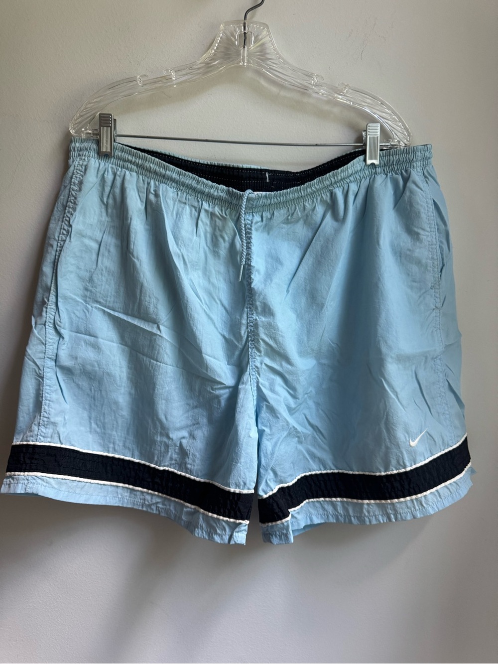 Nike Men’s Light Blue Athletic Shorts with Black Hem Stripe